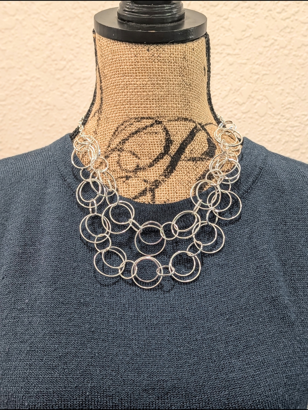 Joan Rivers Multi-Row Silver Circle Link Necklace